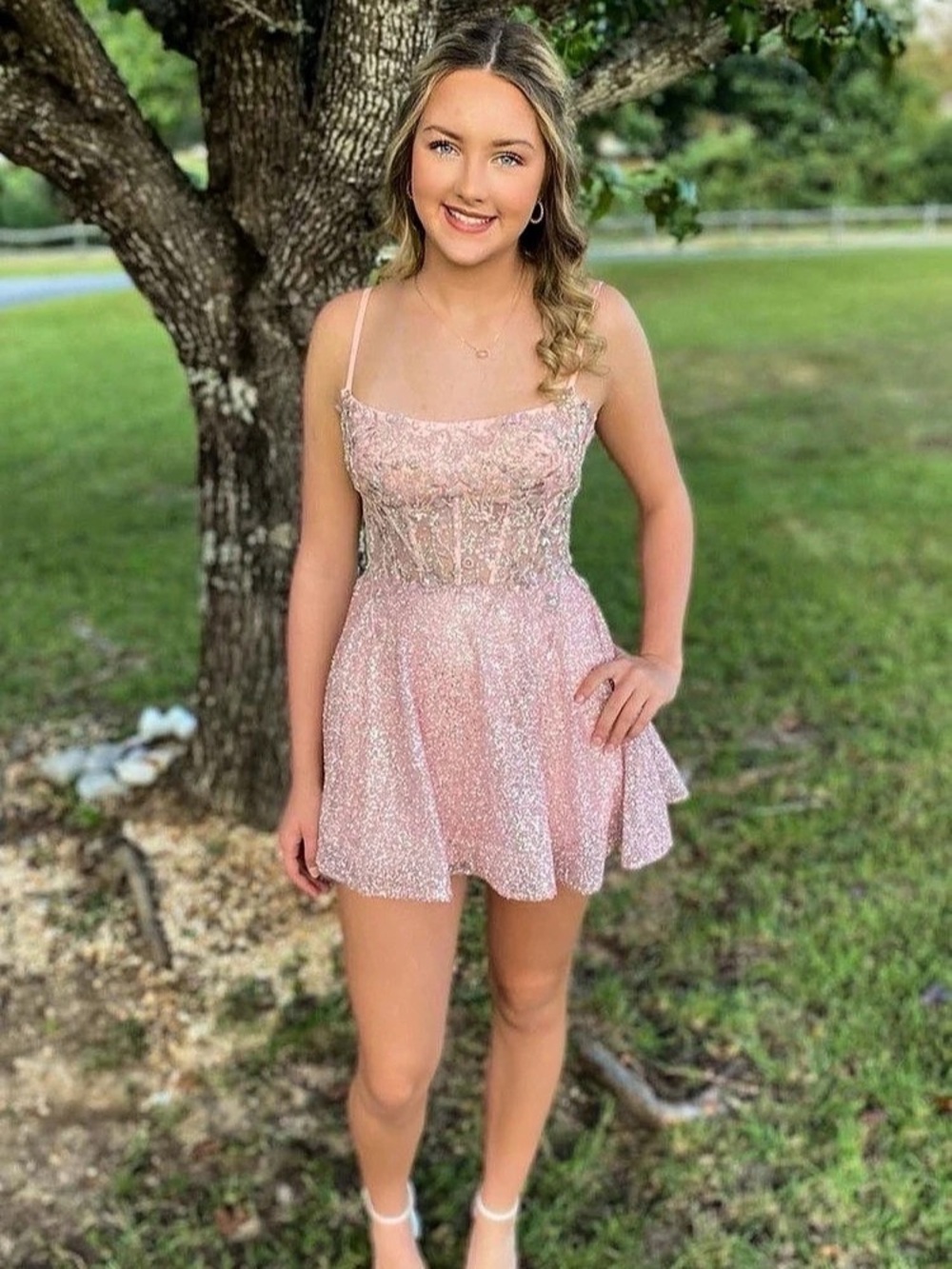 Pink Glitter Mini Dress Like New